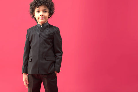 Pre-Order:  Black Jodhpuri Set with Cutdana Embroidery