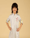 Pre-Order: Grey Kurta with Salwar and Chest Embroidery