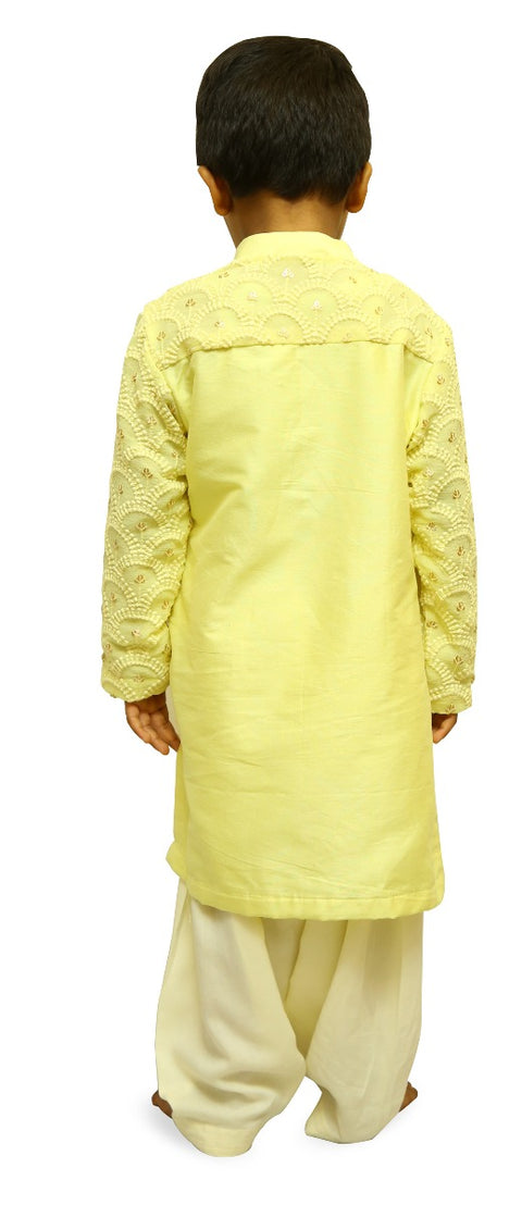 Pre-Order: Yellow Chikankari Kurta Dhoti