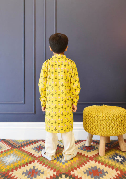Pre Order:  Yellow Print Kurta and Pant