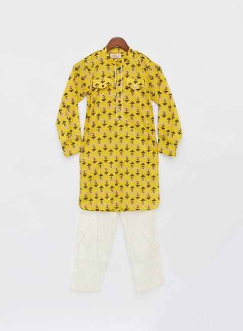 Pre Order:  Yellow Print Kurta and Pant