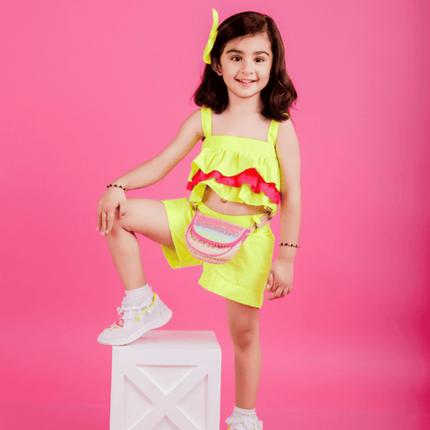 Pre-Order:  Neon Crop Top with Shorts