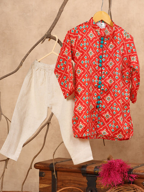 Pre-Order: Red Patola Sherwani with Churidar