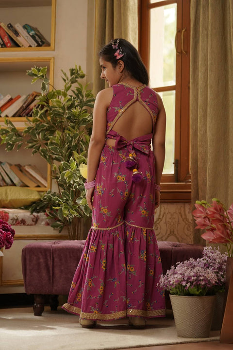 Pre Order: Purple Print Top and Sharara