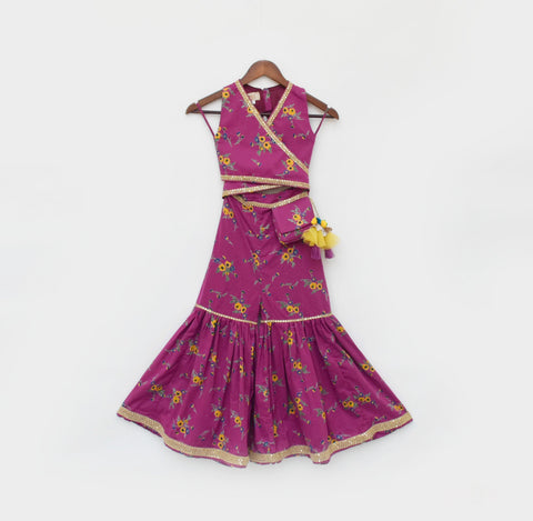 Pre Order: Purple Print Top and Sharara