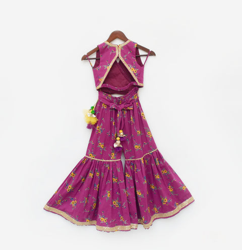 Pre Order: Purple Print Top and Sharara