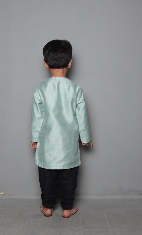 Pre-Order: Pastel Green Kurta with Sequin Pocket & Churidar