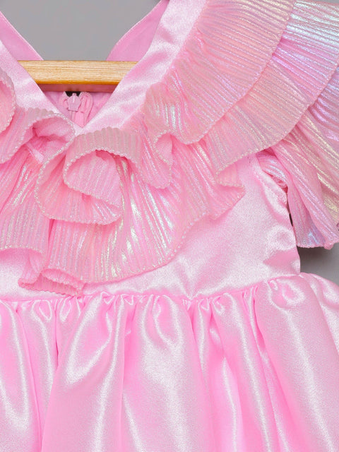 Pre-Order: Pink Ruffle Holographic Dress