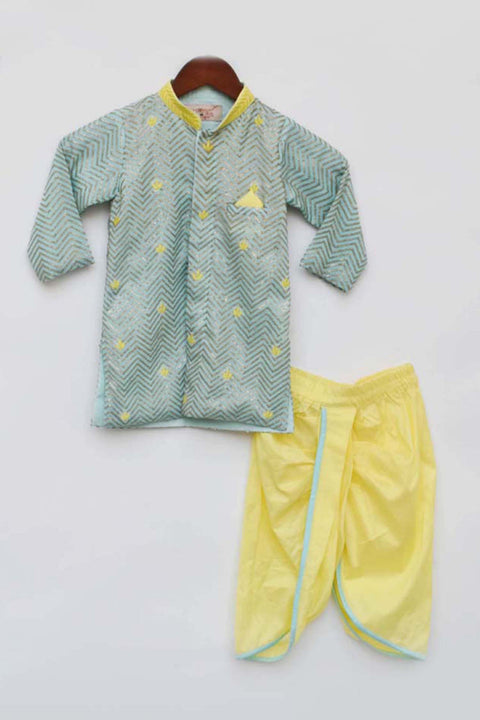 Pre-Order: Aqua Blue Kurta with Dhoti