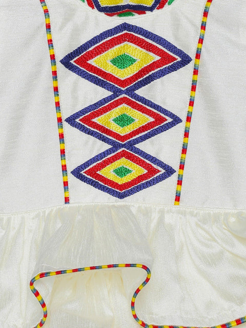 Pre-Order: White Ruffle Tribal Dress