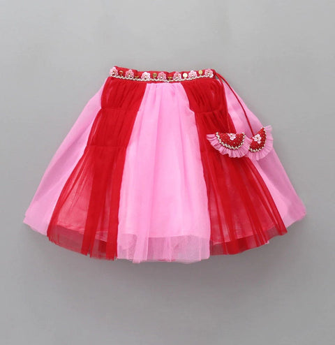 Pre-Order: Red and Pink High Neck Embroidered Lehenga