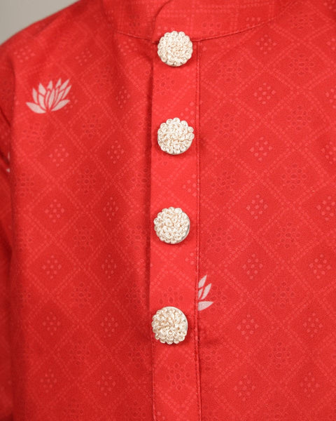 Pre-Order: Pichwai Red Lotus Kurta Set