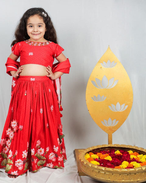 Pre-Order: Pichwai Red Lotus Lehenga