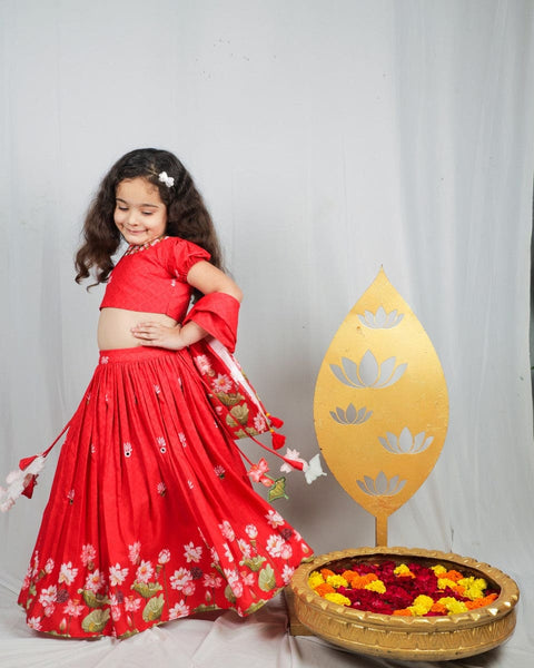Pre-Order: Pichwai Red Lotus Lehenga