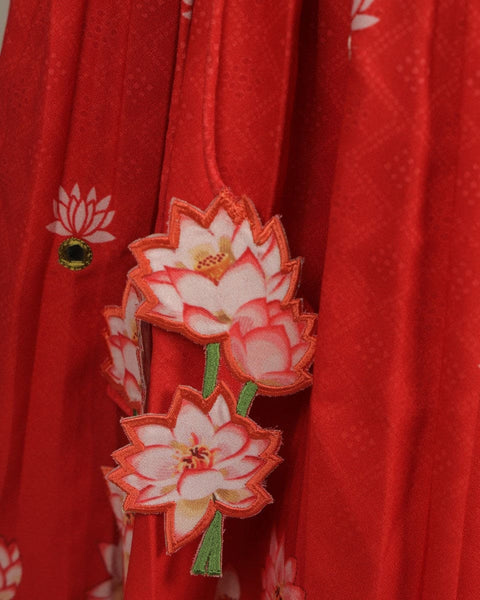 Pre-Order: Pichwai Red Lotus Lehenga