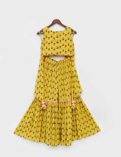 Pre Order: Yellow Print Top and Sharara Set