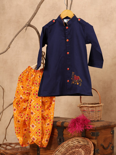 Pre-Order: Front Button Sherwani and Dhoti Set for Lil Ones