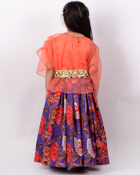 Pre-Order: Purple Floral Cape Ghagra