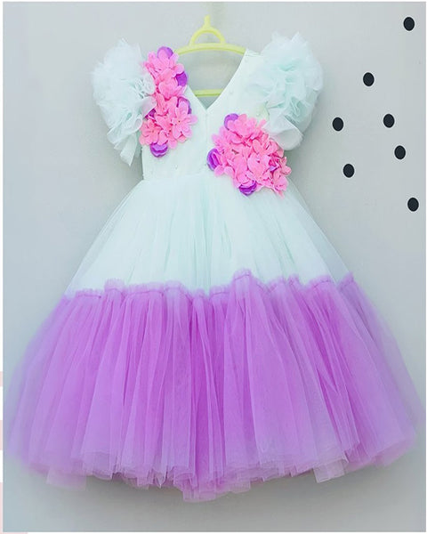 Pre-Order: Shaded Aqua Purple Ankle Length Gown