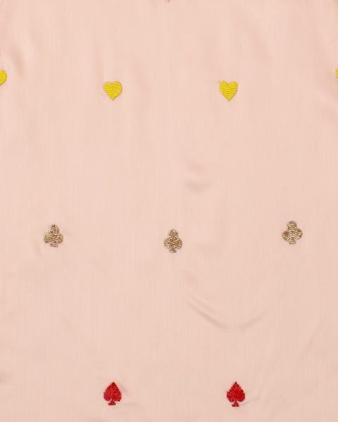 Pre-Order: Peach Kurta with All Over Embroidery and Salwar