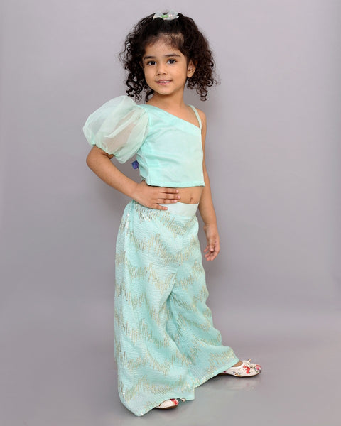 Silk Plazzo with Crop Top