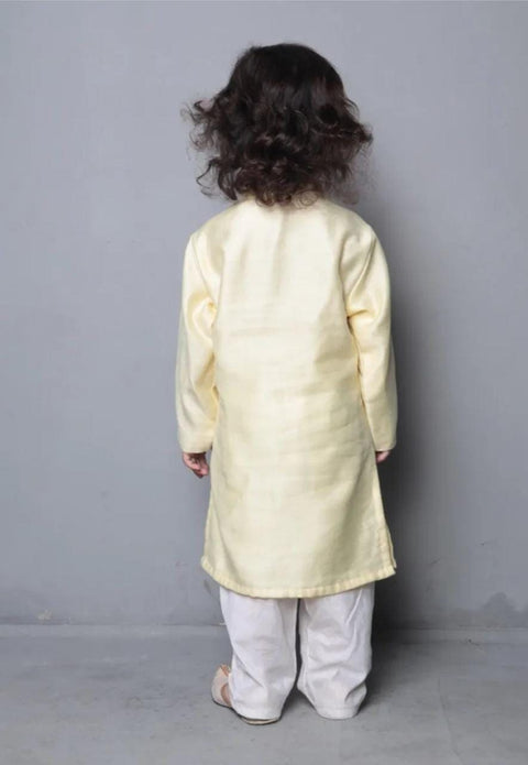 Pre-Order: Yellow Lace Work Kurta With Pyjama