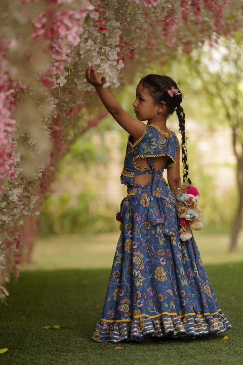Pre Order:  Blue Print Lehenga Choli