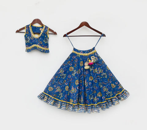 Pre Order:  Blue Print Lehenga Choli