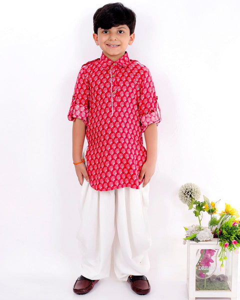 Pre-Order: Red Block Print Pathani set