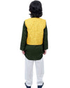 Green Kurta Churidar with Yellow Mirror Jacket