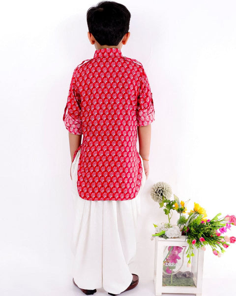 Pre-Order: Red Block Print Pathani set