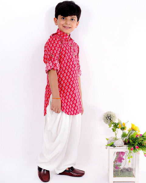 Pre-Order: Red Block Print Pathani set