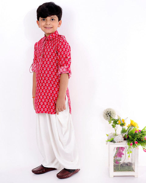 Pre-Order: Red Block Print Pathani set