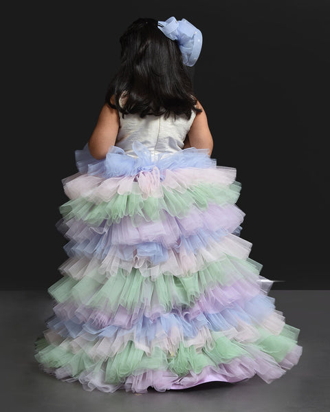 Pre-Order: Sequins Embroidered Hi-Low Gown