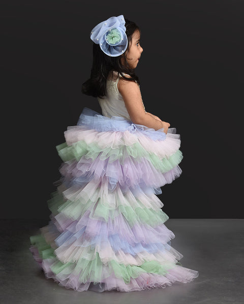 Pre-Order: Sequins Embroidered Hi-Low Gown