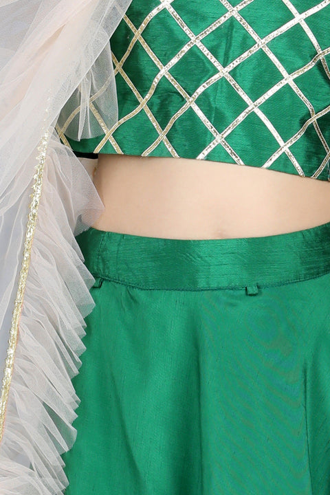 Pre-Order: Gotta work blouse with Lehenga and Net Dupatta with frill
