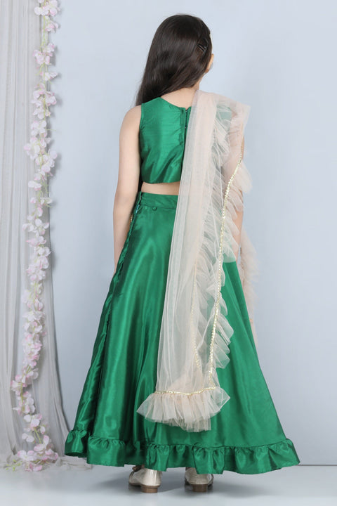 Pre-Order: Gotta work blouse with Lehenga and Net Dupatta with frill