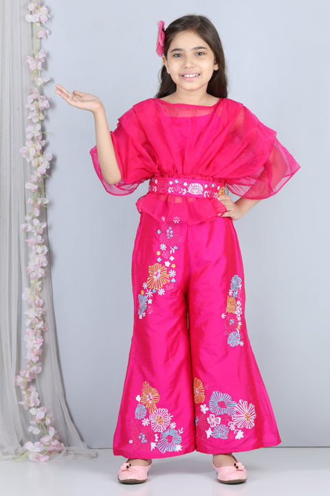 Pre-Order: Organza Pleated Top with Silk Embroidered Pants
