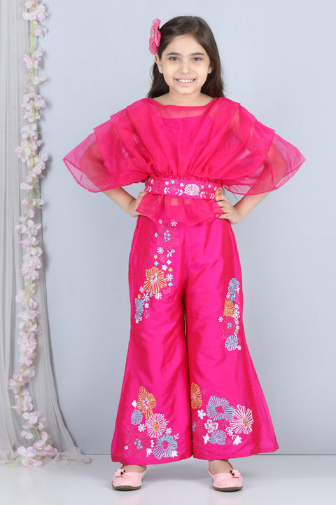 Pre-Order: Organza Pleated Top with Silk Embroidered Pants