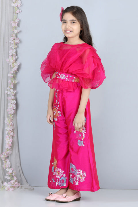 Pre-Order: Organza Pleated Top with Silk Embroidered Pants
