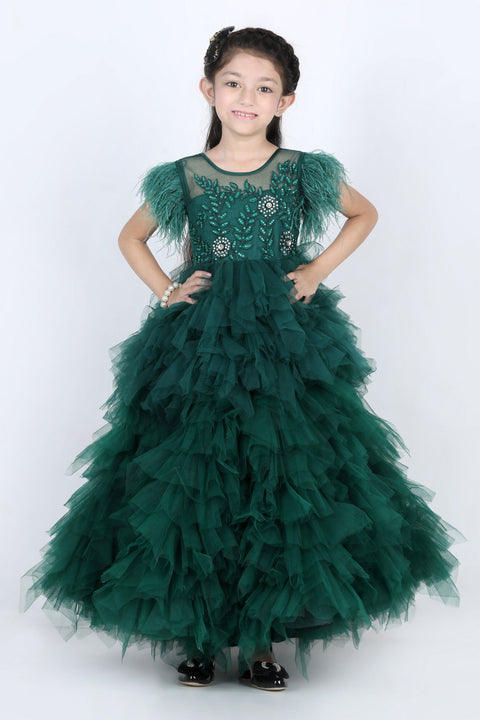 Pre-Order: Tulle Dress with thread embroidery and Swarovski Embellished Empire