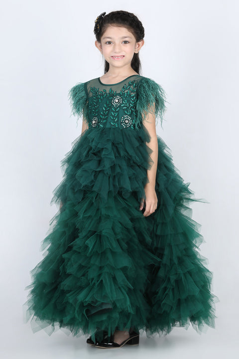 Pre-Order: Tulle Dress with thread embroidery and Swarovski Embellished Empire