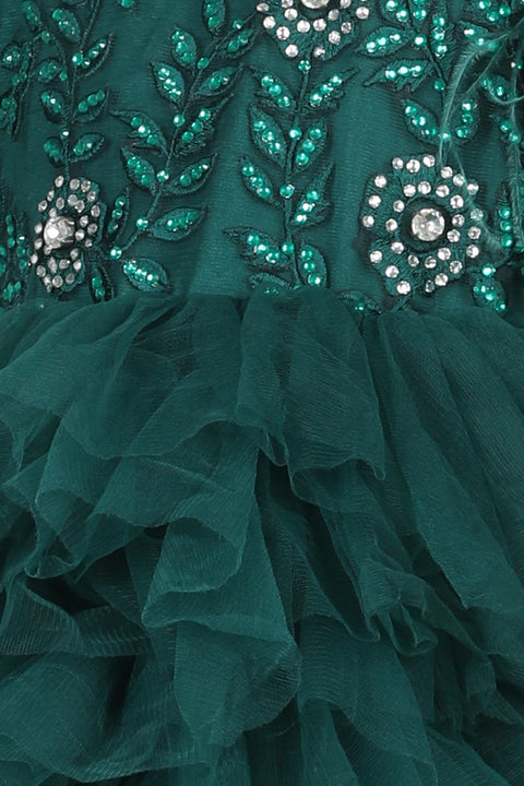 Pre-Order: Tulle Dress with thread embroidery and Swarovski Embellished Empire