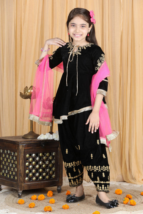 Pre-Order: Velvet Suit with Zari Embroidery on Top and Bottom