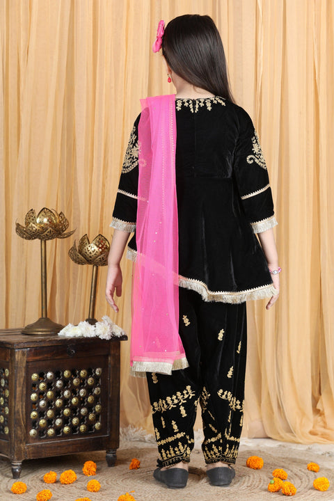 Pre-Order: Velvet Suit with Zari Embroidery on Top and Bottom