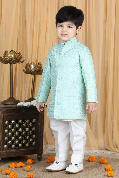 Pre-Order: Silk Kurta with Thread Embroidery Sherwani