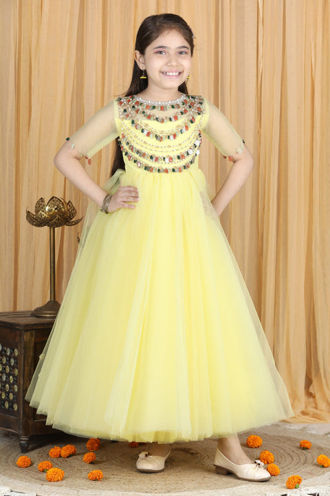 Pre-Order: Anarkali with Hand Embroidery and Net Flare