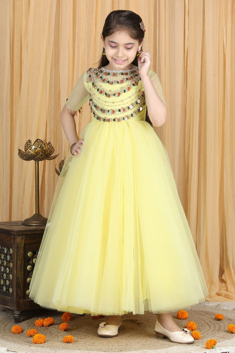 Pre-Order: Anarkali with Hand Embroidery and Net Flare