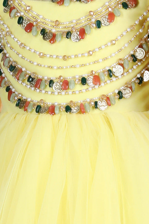 Pre-Order: Anarkali with Hand Embroidery and Net Flare