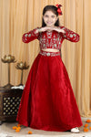 Pre-Order: Velvet with hand Embroidery on Blouse and Waist Belt